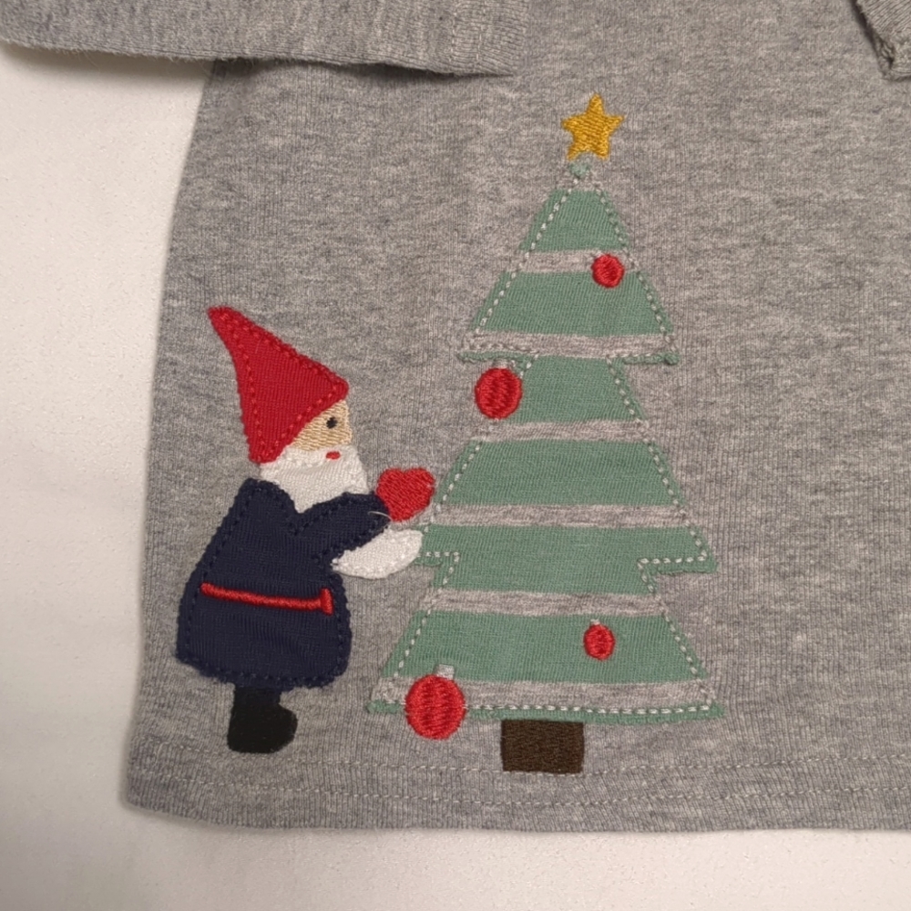 EUC Hanna Andersson HOLIDAY Gray Long Sleeve Christmas Santa Tee Shirt - Picture 2 of 3